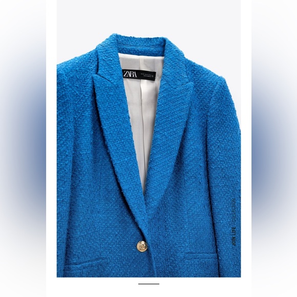 ZARA LONG STRUCTURED BLAZER BLUISH - Picture 7 of 9